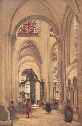 Jean Baptiste Camille  Corot La cathedrale de Sens (mk11)
